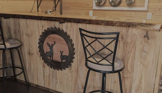 Unique 14x40 Cozy cabin with large front Deck That overlooks the water.