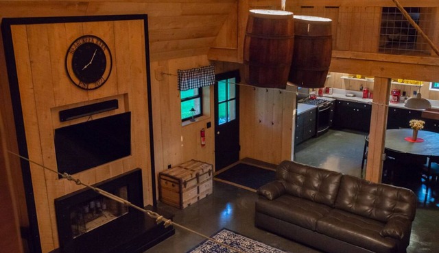 Unique 3 bedroom barn with a fireplace and pond