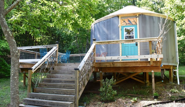 Unique and Charming BlueBird Yurt at Feathered Fox Farm
