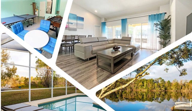 Unique lakeside pool home less than 20 mins from Disney