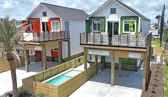 Uniquely designed industrial chic home created from shipping containers & sustai