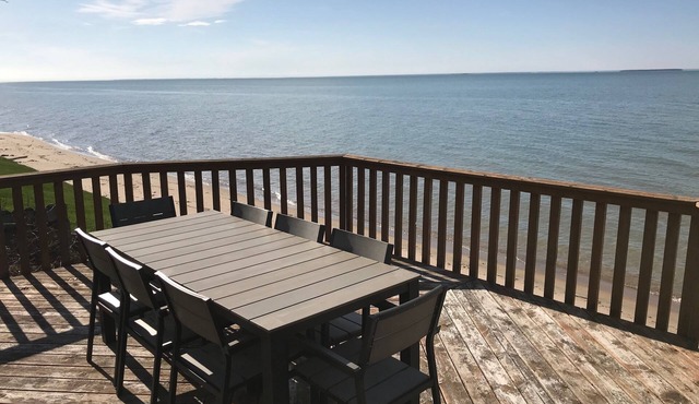 Updated Cottage with Large Deck & Private Beach on Caseville's Sand Point