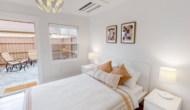 Updated retreat with kitchenette, on-site laundry, private patio, & central AC