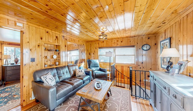 Updated, woodsy cabin with mountain view, deck & fireplace - near Pikes Peak