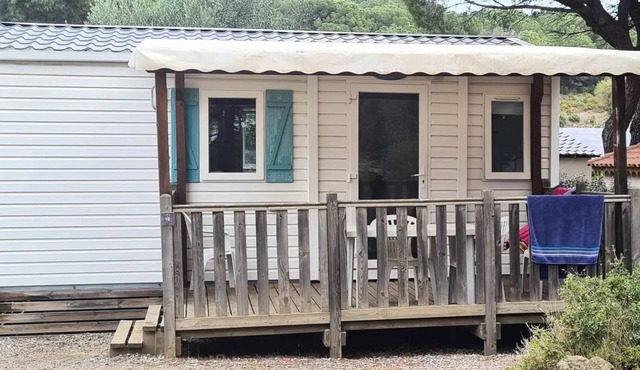 Ushuaïa Villages Camping Figurotta * - Mobile home La Garigue 23m² - 2 bedrooms + Air conditioning + TV + Covered terrace 4 people