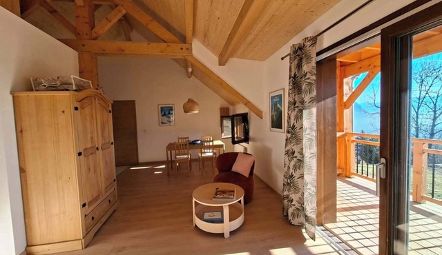 Vacation apartment near Chambery Savoy. New wooden extension with a view of the Alps and nature.