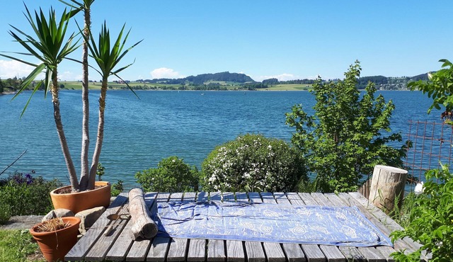 Vacation dream directly on Lake Sihl with its own beach