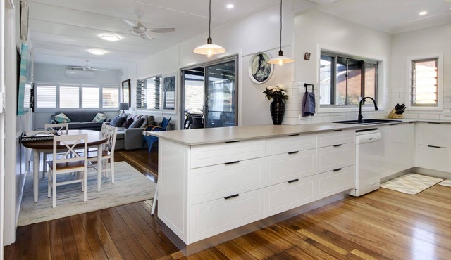 Very comfortable, pet friendly home located a short stroll from the beach.