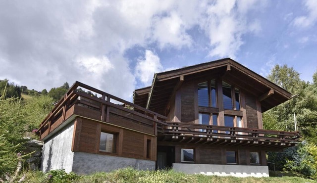 Very comfortable chalet with sauna for 8-10 persons : Living room with fireplace - kitchen with dish