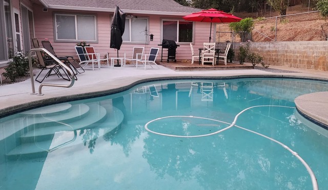 Very private resort-like setting with spacious home, in ground pool, sauna etc.