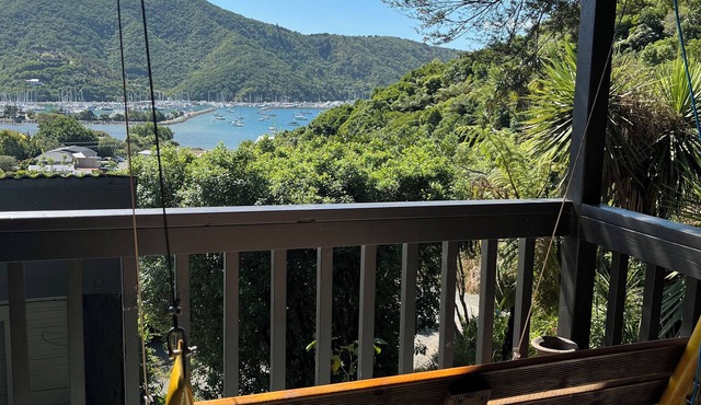 Views over Waikawa Marina & situated next to native bush