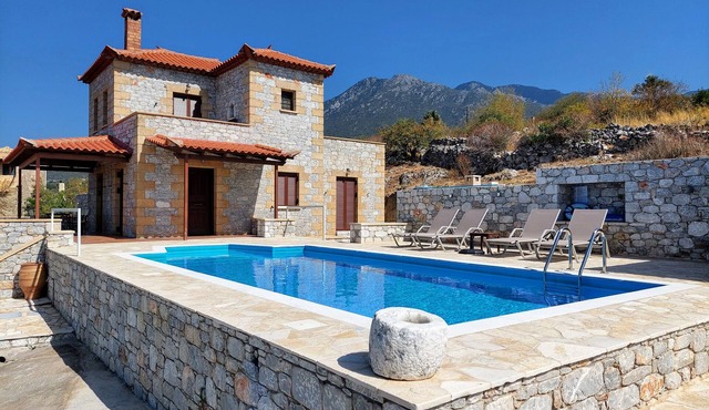 Villa Arsinoi in Stoupa, privacy, private pool, breathtaking sea views.