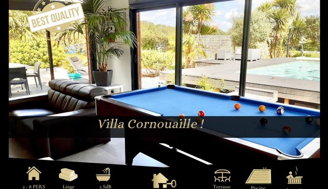 VILLA CORNOUAILLE Swimming pool, Jacuzzi, Sauna, 2-8 PERSONS