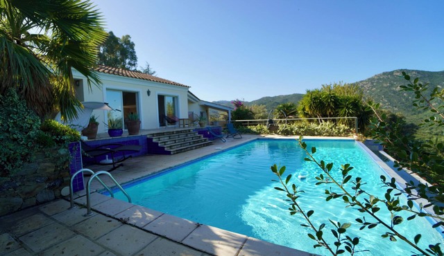 Villa for 8 travellers in Saint-Florent, swimming pool/sea view on 2000m2 of land
