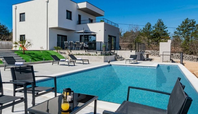 VILLA KARIN - NEW - modern villa, EV charger,pool, amazing view, playground, BBQ