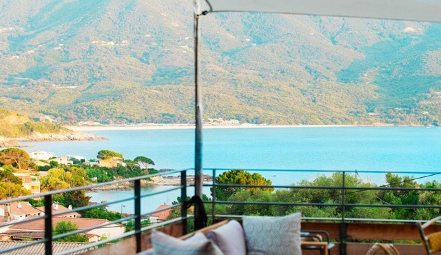 Villa perched between sea and maquis, with swimming pool