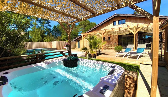 Villa Pins&spa 15P Near Ocean Bassin D'arcachon Pool and Jacuzzi