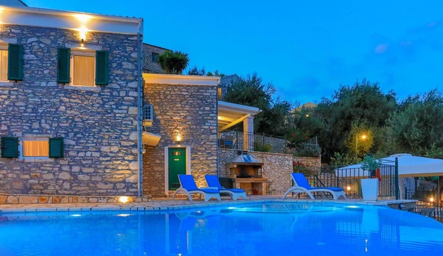 Villa Regina: Beautiful stone villa with panoramic sea views located above Agni Bay in Corfu
