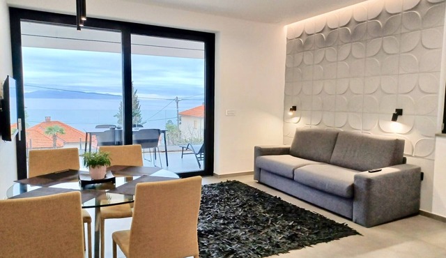Villa V relaxes next to the beach swimming pool 10 min from Opatija and Rijeka