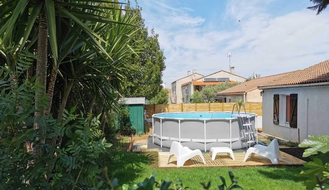 Villa with garden, terrace, swimming pool, Montredon des Corbières 5 km from Narbonne