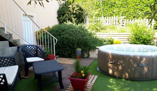 Villa with garden in residential area