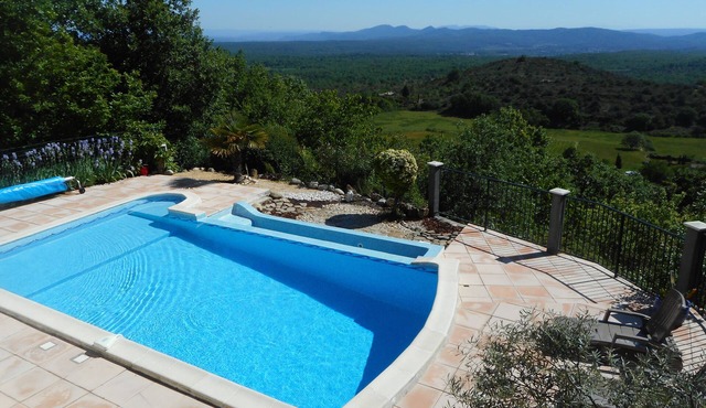 Villa with heated pool and panoramic views, not overlooked.