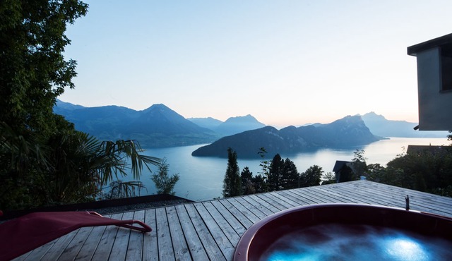 Villa with hot-tub at Lake Lucerne directly at famous Rigi cog railway