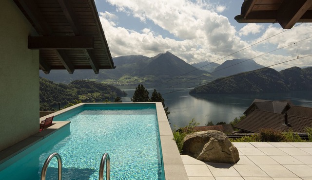Villa with Pool at Lake Lucerne, directly at romantic Rigi railway