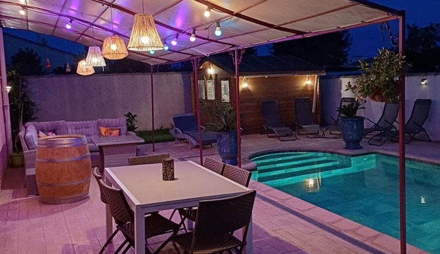 village house with swimming pool