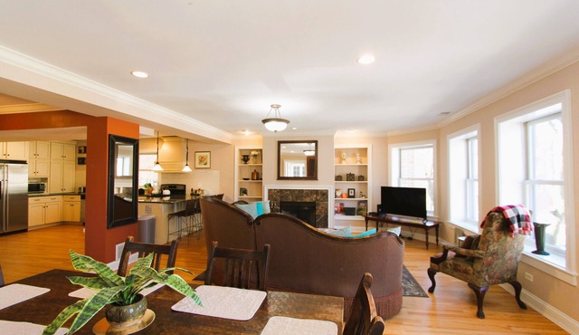 Vintage charm with open concept floor plan, great for entertaining and families.