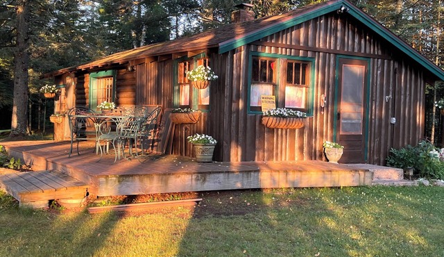 Vintage log cabin located in the Chequamegon National Forest on Blaisdell Lake.