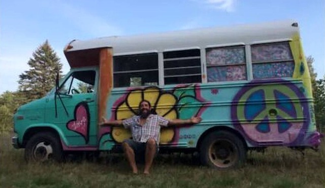 Vintage Short Bus Vacation Rental Nestled in the Forest near North Conway, New Hampshire