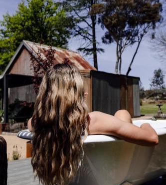 WAIRERE REST - High Country Couples Retreat - Outdoor Bath with Rural View