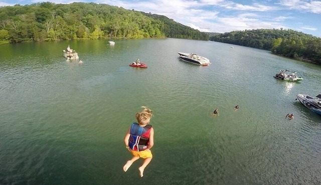 Wake Dreams' Lakefront Cabin, Private Covered Dock, Private Hot Tub, sleeps 30