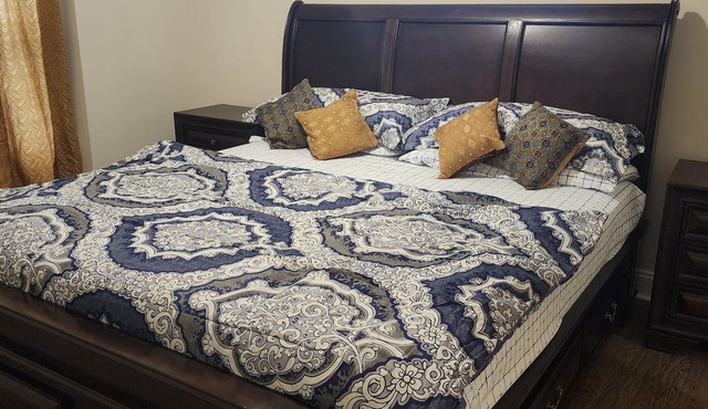 Walk in sunny furnished basement with 2 bedrooms and 2 bathrooms
