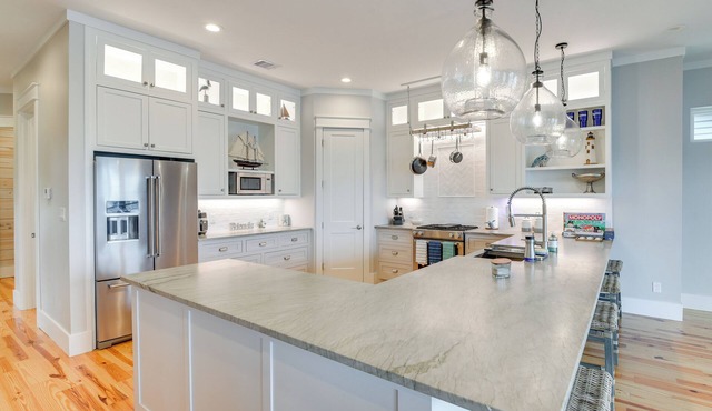 Walk to Beach! Bayfront Port Bolivar Home w/Dock