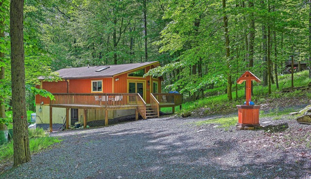 Walk to Lake & Beach: Pocono Cabin w/Fire Pit