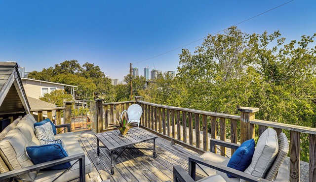 Walk to SoCo: Home w/Decks & City Views in Austin