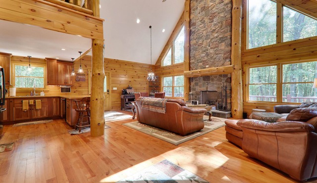 Walk to the Pocono Raceway From a Custom Log Cabin