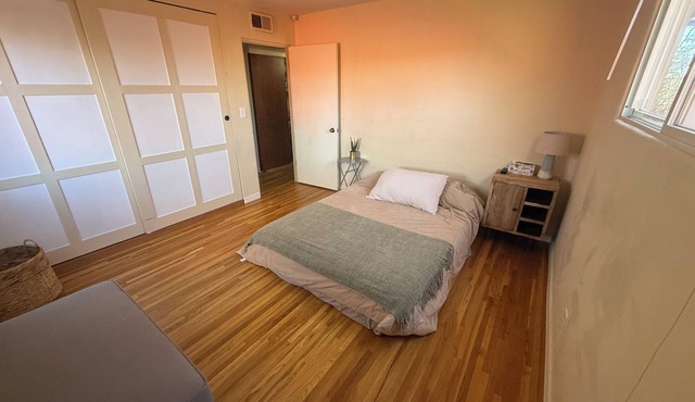 Walking distance with AC and hot tub
