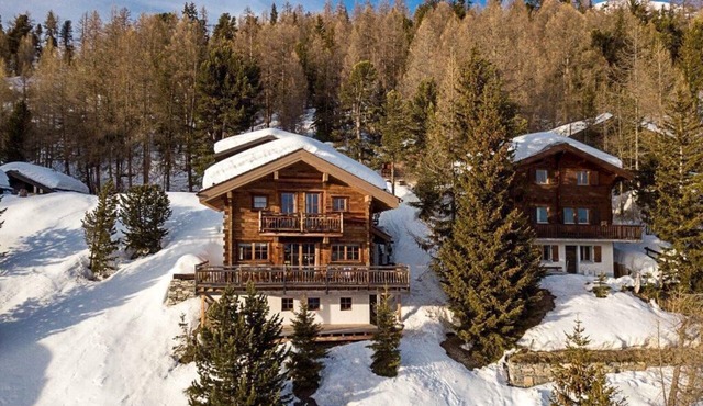 Warm old wood cottage with sauna and a magnificent view, for 10-12 people in Chandolin.Outside: Deta