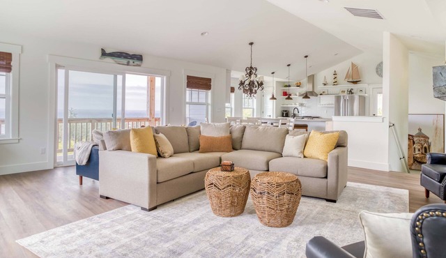 Watch Whales from this Stylish Craftsman with Two Suites, Elevated Great Room!