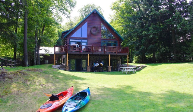 Water front log home