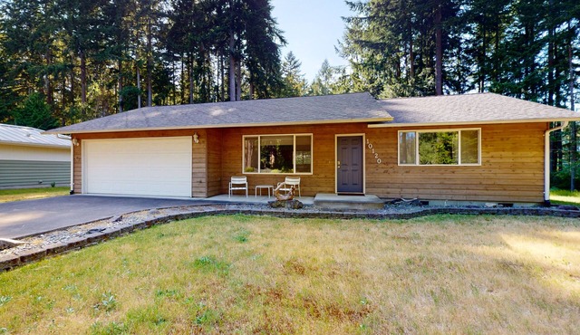 Water-view home & bunkhouse with lake access, canoe, kayaks, firepit, & W/D