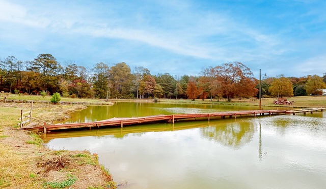 Water-view home with private pool, large deck, firepit, fishing, fireplace, W/D