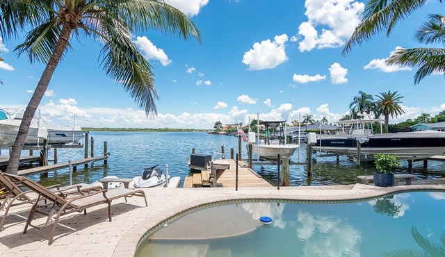 Waterfront with views of Pool, Intercoastal Water and use of 19ft Boat