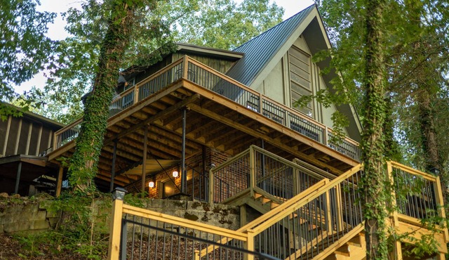 Waterfront A-Frame on Wilson Lake - Pier, Firepit & Game Room