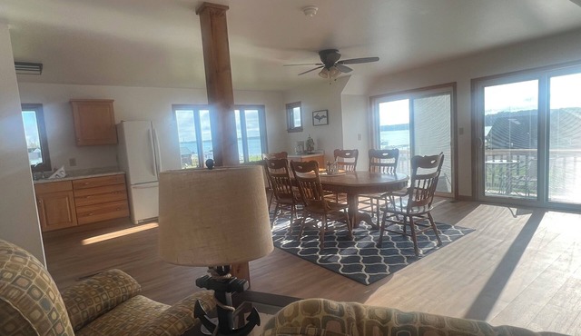 Waterfront and freighter views with optional dock space