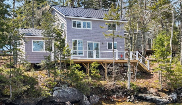 “Waterfront cabin w/private deck overlooking the ocean & amazing sunset views.”