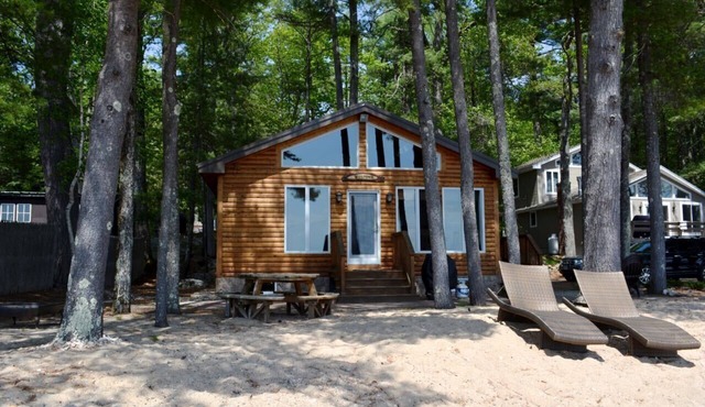 Waterfront cabin with private Sebago Lake Beach